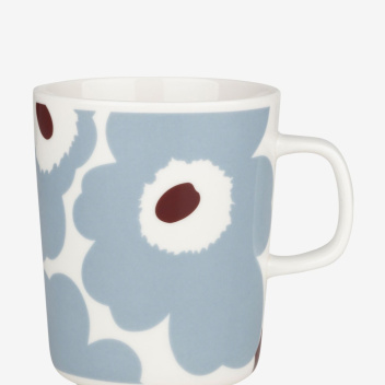 Kubek z porcelany z uchem 250 ml UNIKKO Blue Grey-White-Wine Red Coffee Cup by Marimekko