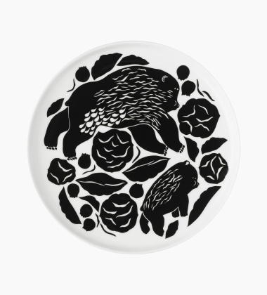 Talerz z porcelany  20 cm KARHUEMO Plate Dark Green-White by Marimekko