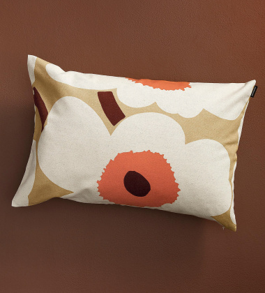 Poszewka na poduszkę lniana 40x60 UNIKKO Beige-Cotton-Orange by Marimekko