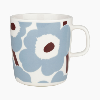 Kubek z porcelany z uchem 400 ml UNIKKO Blue Grey-White-Wine Red Coffee Cup by Marimekko