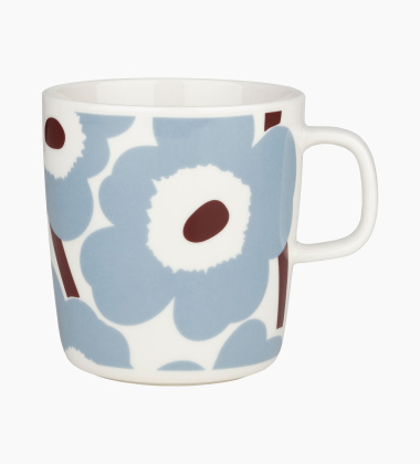 Kubek z porcelany z uchem 400 ml UNIKKO Blue Grey-White-Wine Red Coffee Cup by Marimekko