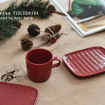 Filiżanka z talerzykiem TIILISKIVI 200 ml Coffee Cup & Plate Set Dark Red by Marimekko