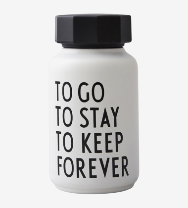 Butelka termiczna na napoje 330 ml TO GO STAY KEEP FOREVER White by Design Letters