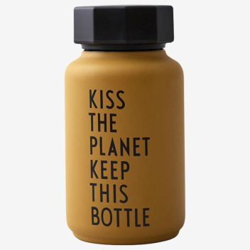 Butelka termiczna na napoje 330 ml KISS THE PLANET KEEP THIS BOTTLE Mustard by Design Letters