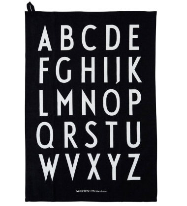 Ścierka kuchenna bawełniana 60x40 ALPHABET Arne Jacobsen Black by Design Letters