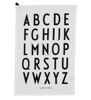 Ścierka kuchenna bawełniana 60x40 ALPHABET Arne Jacobsen White by Design Letters