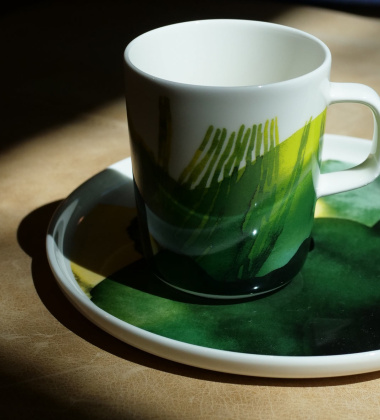 Kubek z uchem z porcelany 250 ml OIVA SÄÄPÄIVÄKIRJA MUG Green-Yellow-Blue