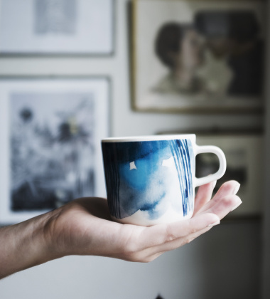 Filiżanka z uchem z porcelany 200 ml OIVA SÄÄPÄIVÄKIRJA COFFEE CUP Blue