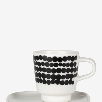 Filiżanka do espresso z podstawkiem z porcelany OIVA SIIRTOLAPUUTARHA ESPRESSO CUP + SAUCER 50 ml White-Black