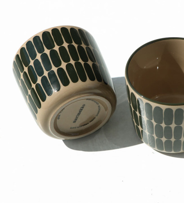 Kubek z porcelany bez ucha 200 ml ALKU Coffee Cup Brown-Green by Marimekko
