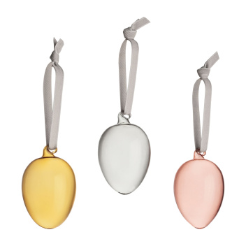 Szklane jajka wielkanocne Iittala GLASS EGGS Set 3 Yellow-Grey-Light Pink