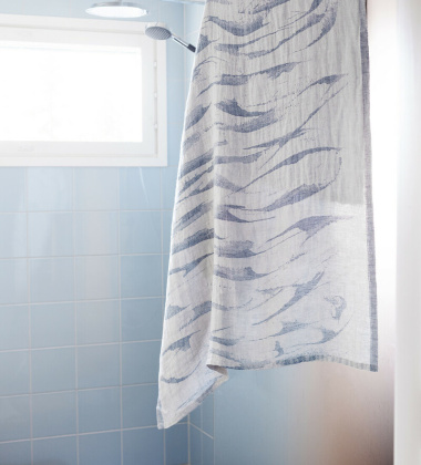 Ręcznik lniany kąpielowy AALLOKKO 95x180 Lniano-Niebieski