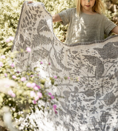 Ręcznik lniany kąpielowy VILLIYRTIT 95x180 cm Black-Linen