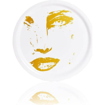 Taca z brzozowej sklejki z melaminą Carolina Gynning Tray Round 49 cm Pice of me Yellow-Gold