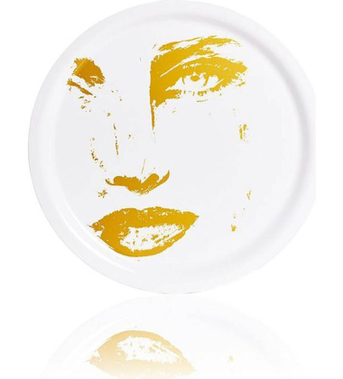 Taca z brzozowej sklejki z melaminą Carolina Gynning Tray Round 49 cm Pice of me Yellow-Gold