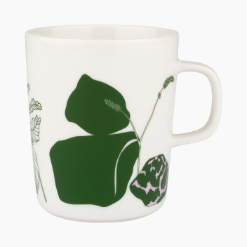 Kubek z porcelany z uchem 250 ml ELOKUUN VARJOT MUG White-Green-Pink