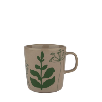 Kubek z porcelany z uchem 400 ml ELOKUUN VARJOT MUG Terra-Green