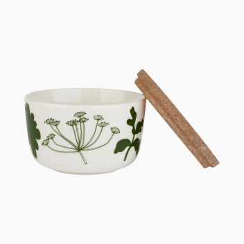 Miseczka z porcelany z pokrywką z korka 250 ml ELOKUUN VARJOT BOWL White-Green-Pink