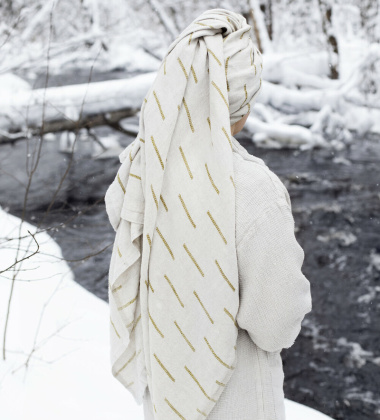 Ręcznik kąpielowy lniany PAUSSI 95x180 cm White-Olive