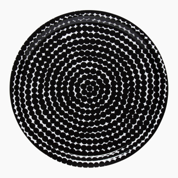 Taca z brzozowej sklejki z melaminą 31 cm RASYMATTO Round Tray Black-White