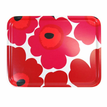 Taca z brzozowej sklejki z melaminą 27x20 MINI-UNIKKO Tray Red-White-Blue