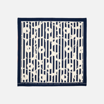 Bawełniana apaszka Astrilli Tasaraita Unikko Scarf 55x55 cm Dark Blue - Off White
