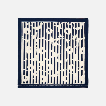 Bawełniana apaszka Astrilli Tasaraita Unikko Scarf 55x55 cm Dark Blue - Off White