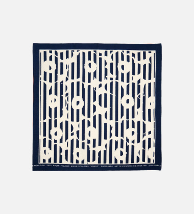 Bawełniana apaszka Astrilli Tasaraita Unikko Scarf 55x55 cm Dark Blue - Off White