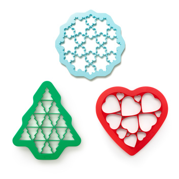 Komplet 3 form do wykrawania ciastek PUZZLE CHRISTMAS TREE - SNOW - HEARTS