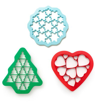 Komplet 3 form do wykrawania ciastek PUZZLE CHRISTMAS TREE - SNOW - HEARTS