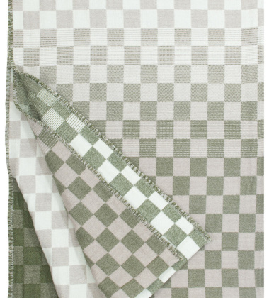 Koc wełniano-bawełniany SHAKKI 130x180 Beige-Olive-White
