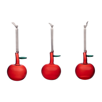 Szklane jabłka świąteczne Iittala GLASS APPLE Set 3 Red