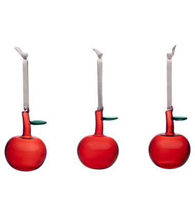 Szklane jabłka świąteczne Iittala GLASS APPLE Set 3 Red