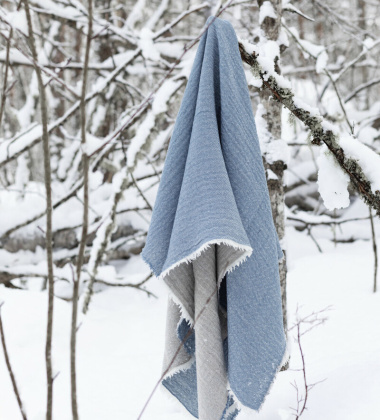 Koc wełniany dwustronny - dwukolorowy DUETTO 140x180 Blue-Beige