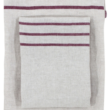 Ręcznik lniany USVA 95x180 Lniano-Bordowy