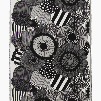 Koc bawełniany 130x180 SIIRTOLAPUUTARHA Blanket Black-White