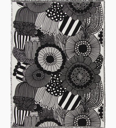 Koc bawełniany 130x180 SIIRTOLAPUUTARHA Blanket Black-White
