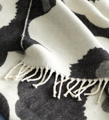 Koc wełniany dwustronny 130x180 UNIKKO Blanket Black-White