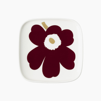 Talerzyk z porcelany 10x10 JUHLA UNIKKO Plate White-Wine Red-Gold