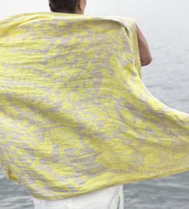 Ręcznik lniany kąpielowy VILLIYRTIT 95x180 cm Linen-Yellow
