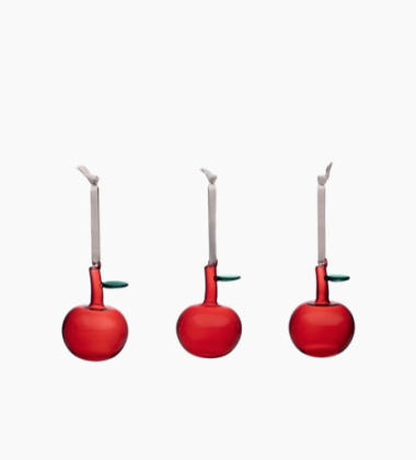 Bombki szklane jabłka APPLE GLASS Set 3 Red
