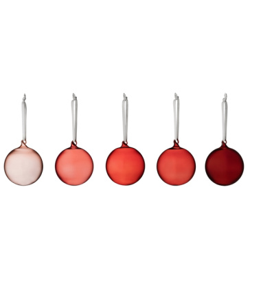 Komplet szklanych bombek RED GLASS BALL 5 SET