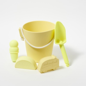 Silikonowy zestaw do zabawy w piasku z samochodem CITRUS Set 5 - Yellow