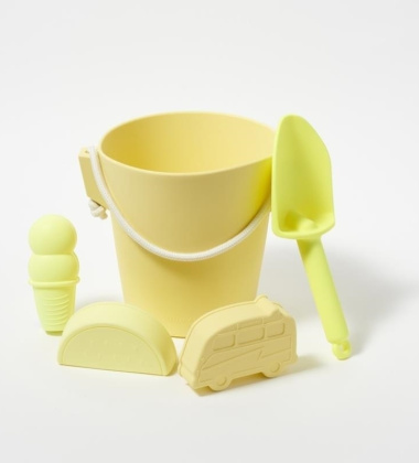 Silikonowy zestaw do zabawy w piasku z samochodem CITRUS Set 5 - Yellow