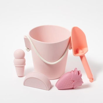 Silikonowy zestaw do zabawy w piasku z truskawką PINK Set 5 - Pink