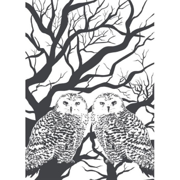 Owl Tea Towel 50x70 White-Black