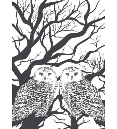 Owl Tea Towel 50x70 White-Black