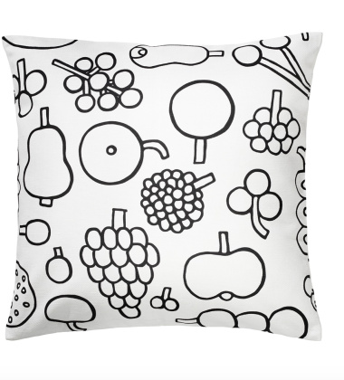 Poszewka na poduszkę 47x47 FRUTTA Cushion Cover Oiva Toikka - White-Black