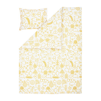 Pościel bawełniana 150x210 FRUTTA Duvet Cover Oiva Toikka - White-Yellow