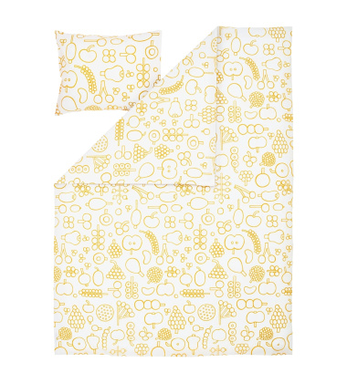 Pościel bawełniana 150x210 FRUTTA Duvet Cover Oiva Toikka - White-Yellow